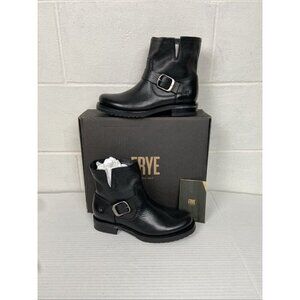 NEW Frye Veronica‎ Women's Black Leather Buckled Bootie Waterproof Biker Boots